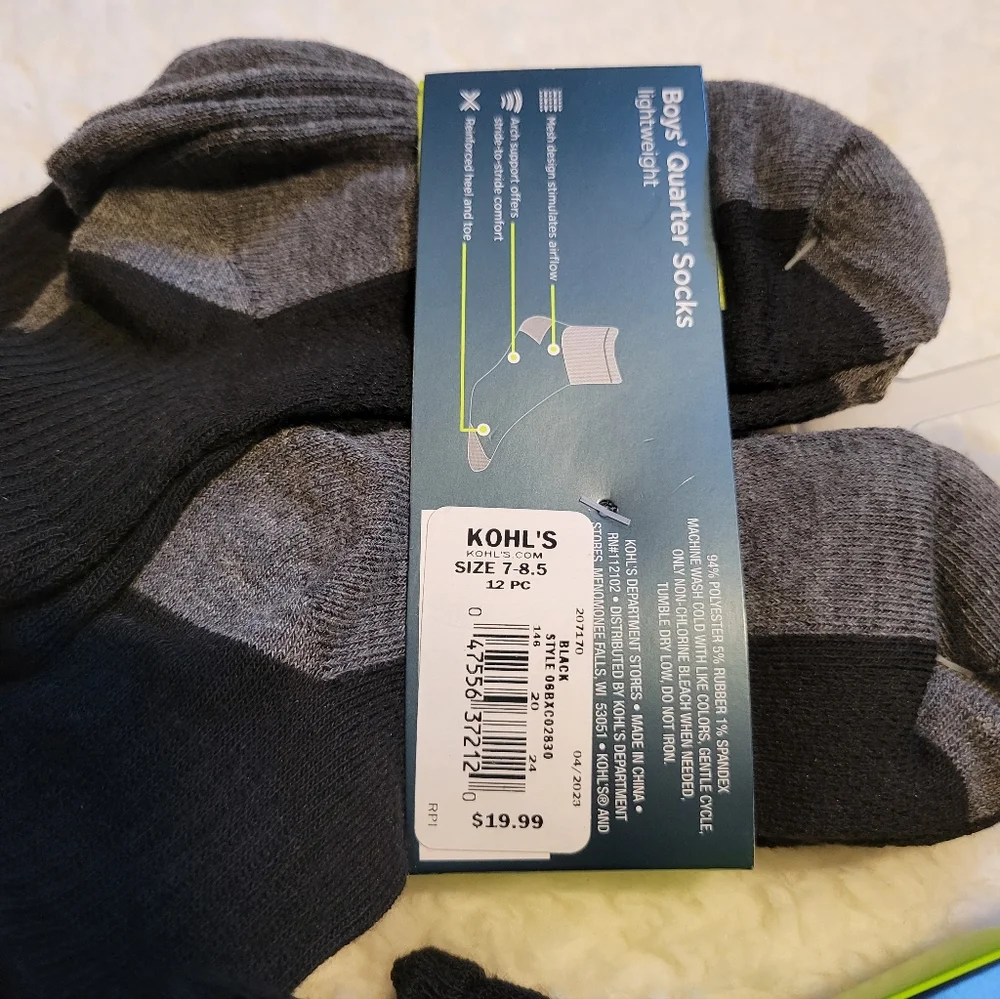 Tek Gear Boy's Active Basics Socks - Multi-Color Pack - Picture 6 of 6